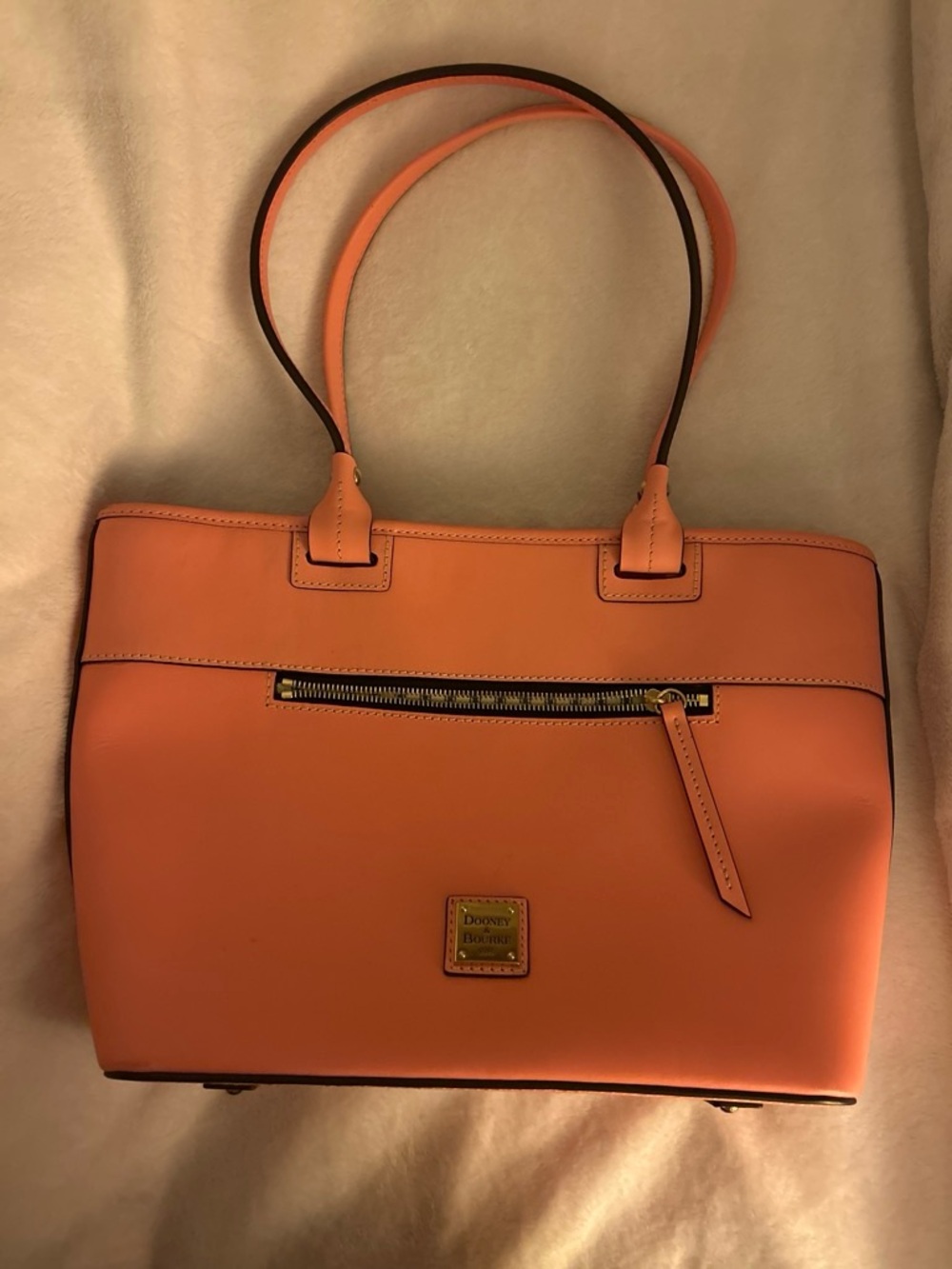 Dooney & Bourke Coral Orange Leather Shoulder Tote